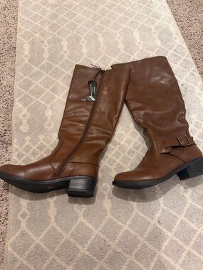 Women's Tall Brown Leather Riding Boots